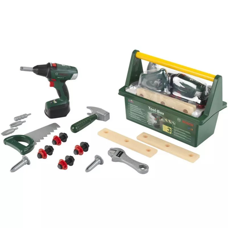 Theo Klein 8520 Bosch Tool Box I koos paljude tööriistadega I Sisaldab patareitoitega juhtmeta kruvikeerajat
