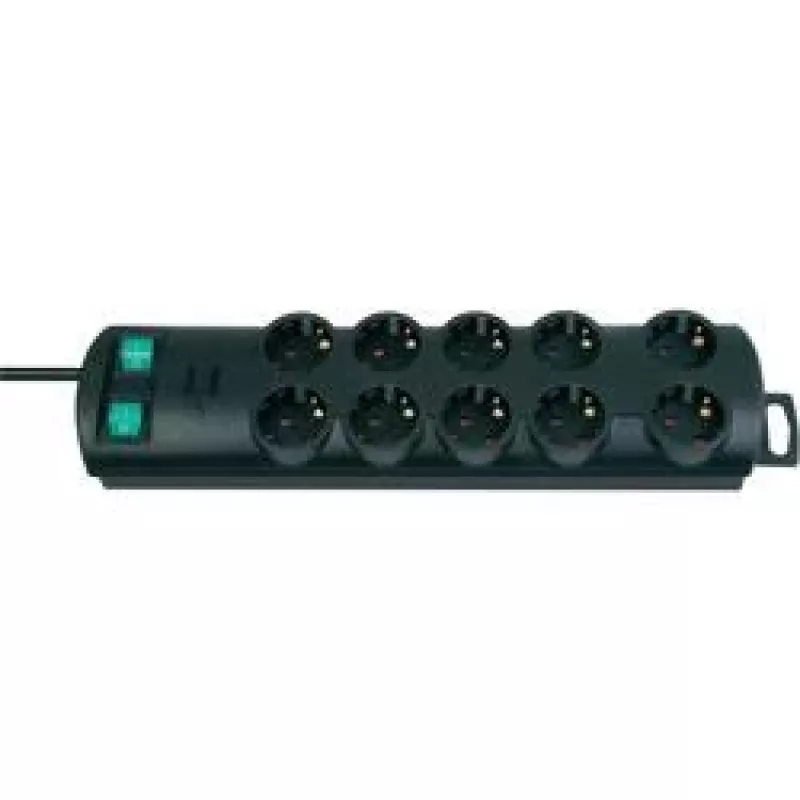 Brennenstuhl Primera-Line 10-pistikupesaga must 2m pikendusjuhe 1153300120, must, H05VV-F 3G1,5 toitekaabel 2,0 m