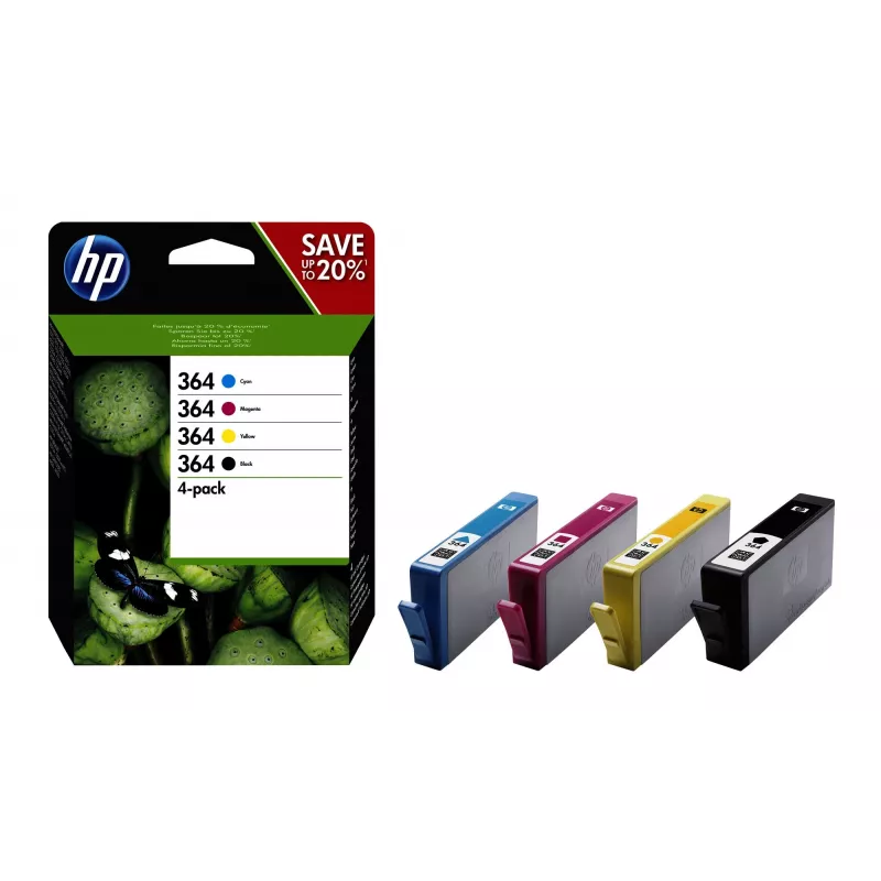 HP 364 4-pakk Must/Cyan/Magenta/Kollane originaal tindikassetid