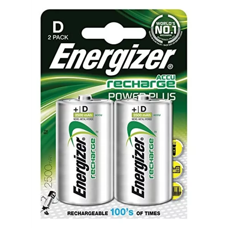Energizer NiMH laetavad D-patareid 2500mAh - 2-pakk