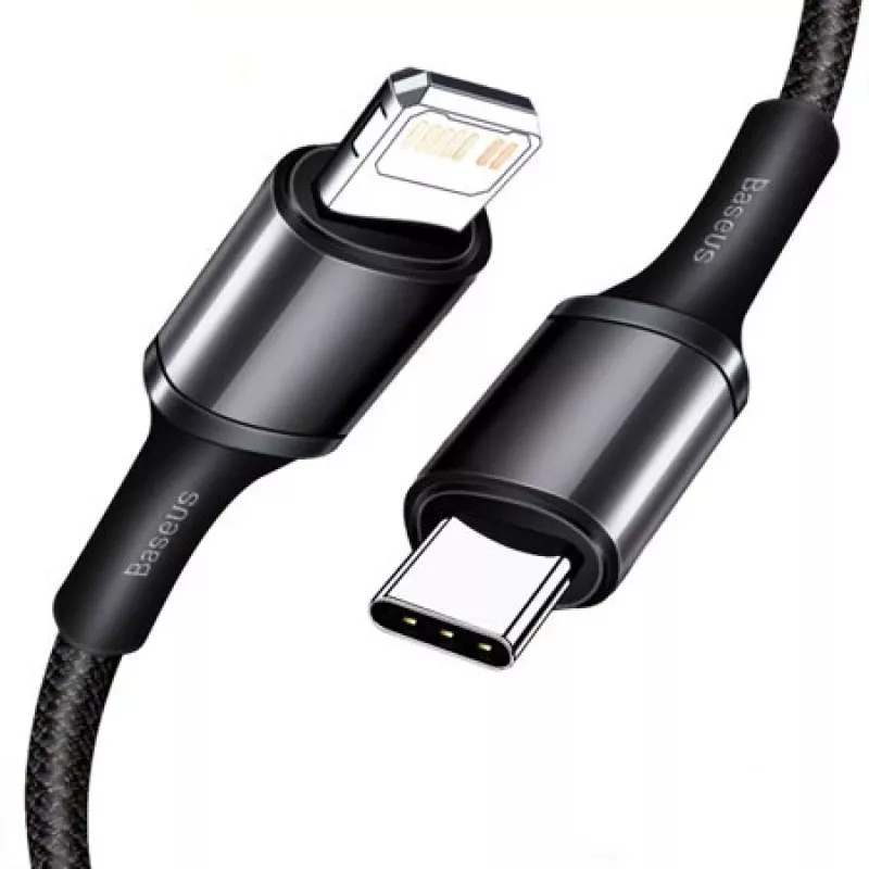 Baseus High Density põimitud kaabel USB-C kuni Lightning, PD, 20W, 1m (must)