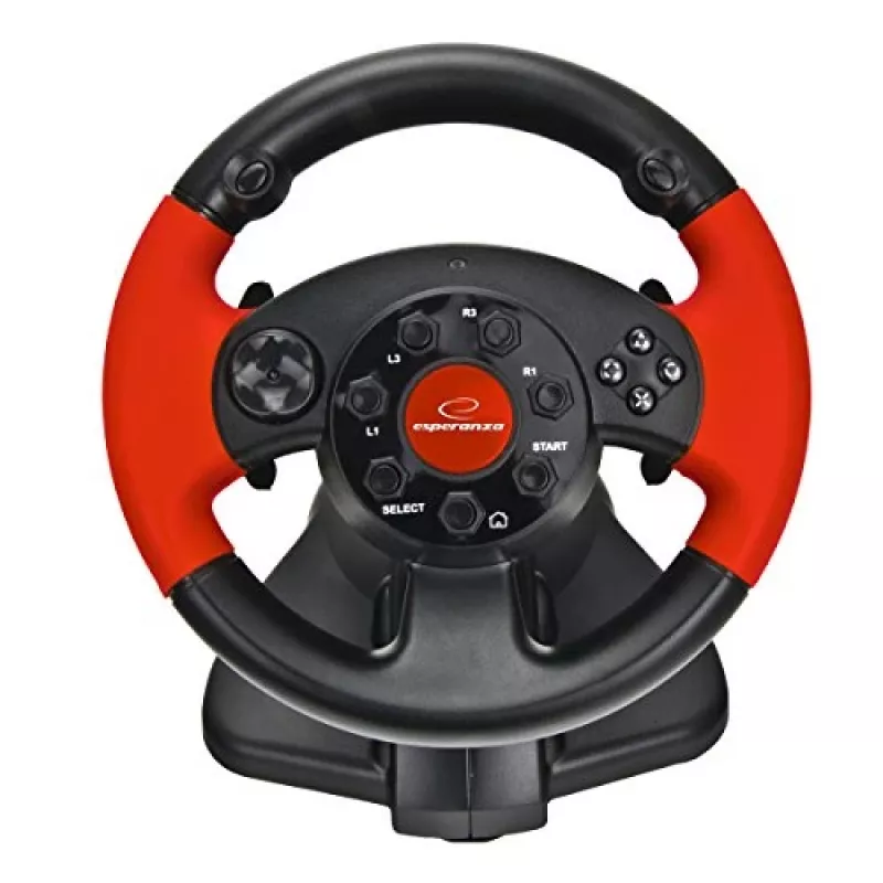 Mängurool ESPERANZA EG103 — PC/PS2/PS3, 13 nuppu, vibratsioon, kiirendusmõõtur, must/punane