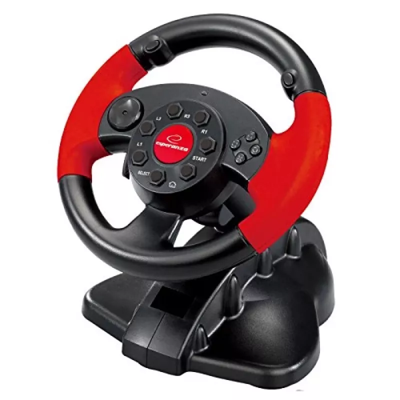Mängurool ESPERANZA EG103 — PC/PS2/PS3, 13 nuppu, vibratsioon, kiirendusmõõtur, must/punane