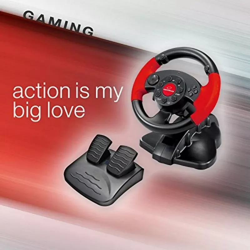 Mängurool ESPERANZA EG103 — PC/PS2/PS3, 13 nuppu, vibratsioon, kiirendusmõõtur, must/punane