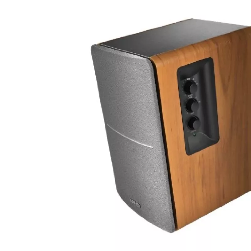 Edifier R1280T Active Bookshelf Speaker System with Remote Control and Dual RCA Inputs - Brown Wood