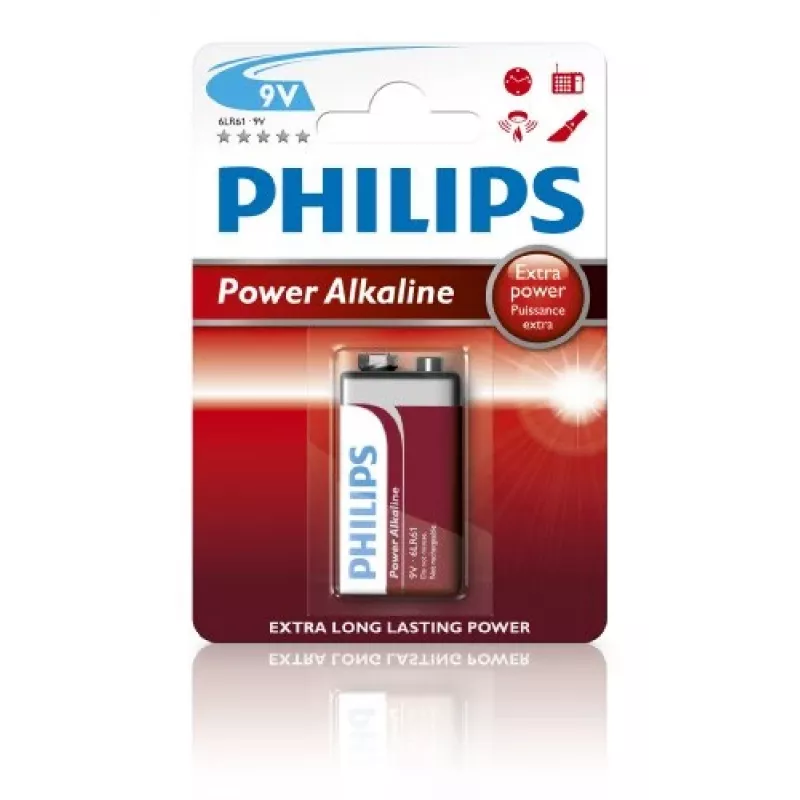Ühekordne patarei Philips Power Alkaline Battery 6LR61P1B/10