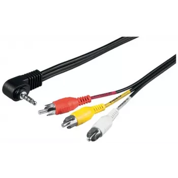Wentronic Goobay 3,5 mm pistikupesa/RCA adapterkaabel, 1,5 m - 3,5 mm pistik (4-kontaktiline, stereo) 90° > 3x RCA-pistik (50209)