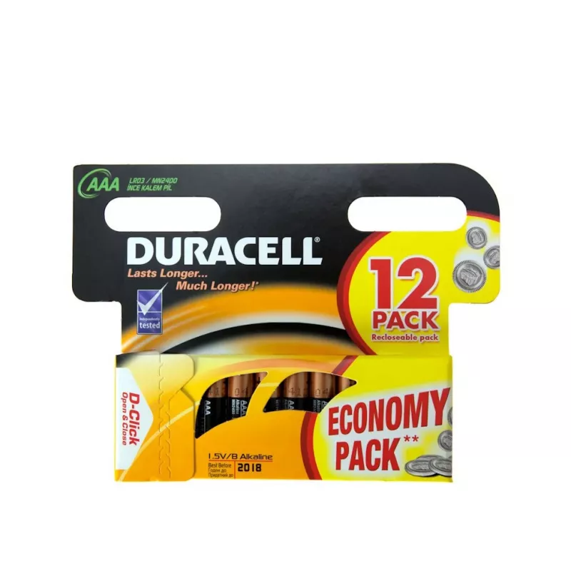 Duracell majapidamispatarei Ühekordne patarei AAA Leelispatarei