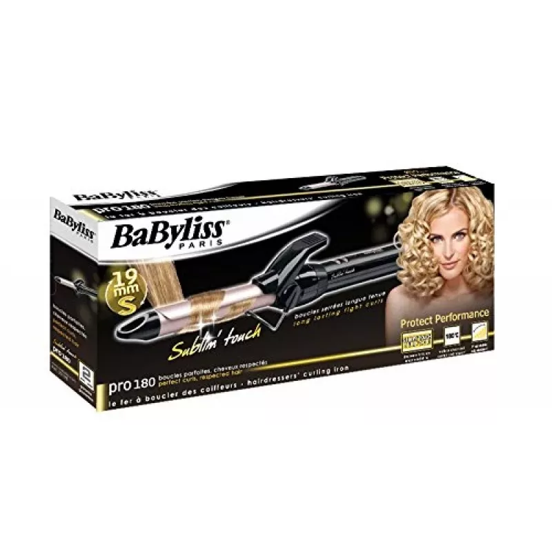 Lokirull BABYLISS Pro 180 19mm — 19 mm tünn, 150–180°C, 10 kuumutusastet, pöördnöör, roosa/must