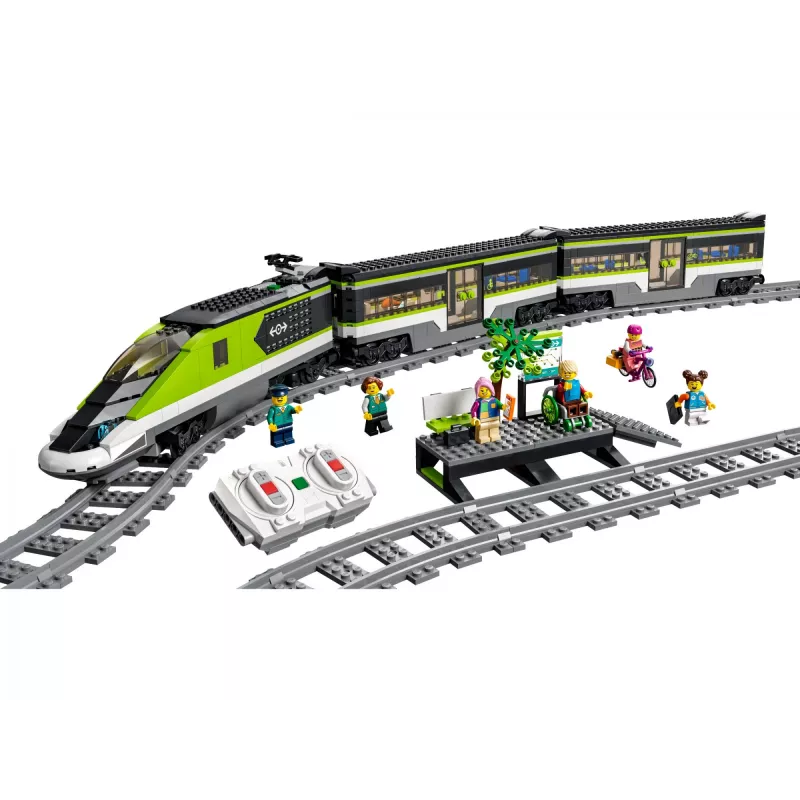 LEGO 60337 City Express reisirongi komplekt – kaugjuhitav mänguasi lastele, poistele ja tüdrukutele, töötavate esitulede, 2 vaguni ja 24 rööpatükiga