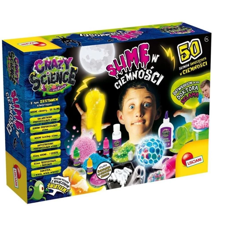 Teaduskomplekt Liscianigiochi Crazy Science Slime in the dark 304-PL89239 — pimedas helendava lima katsekomplekt