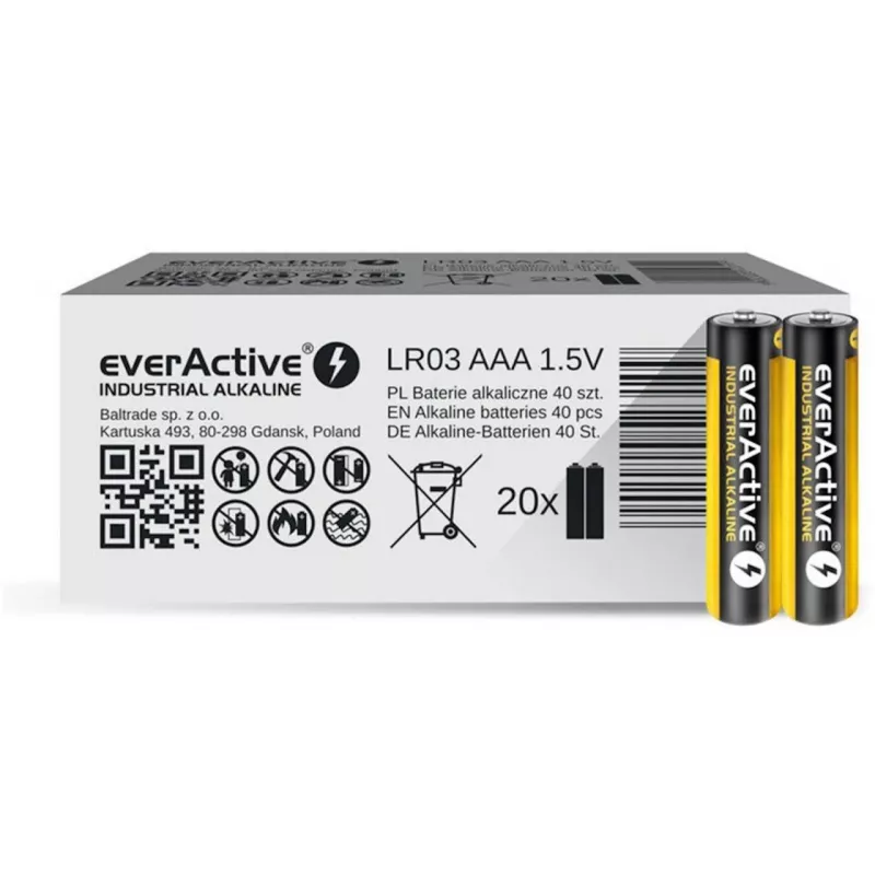 Ühekordne leelispatarei everActive EVLR03S2IK AAA 1,5 V, 40 tk, 5-aastane säilivusaeg