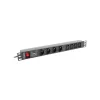 Toitejaotusseade LANBERG PDU-04E04I-0200-BK — 4× C13 pistikupesa, 16 A, 220–250 V, 2 m kaabel, 1U horisontaalne, must