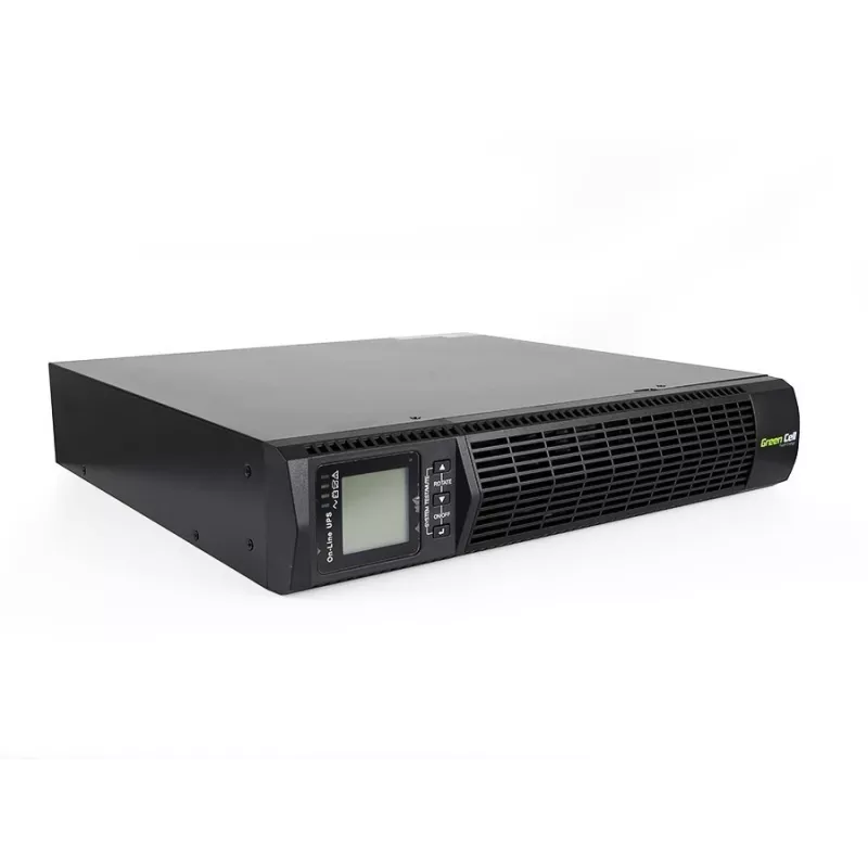 Katkematu toiteallikas roheline Cell UPS13 — võrguühendusega topeltmuundusega UPS, 1000 VA / 900 W, puhas siinuslaine, 6 vahelduvvoolupistikut, LCD, 2×12V 9Ah akud