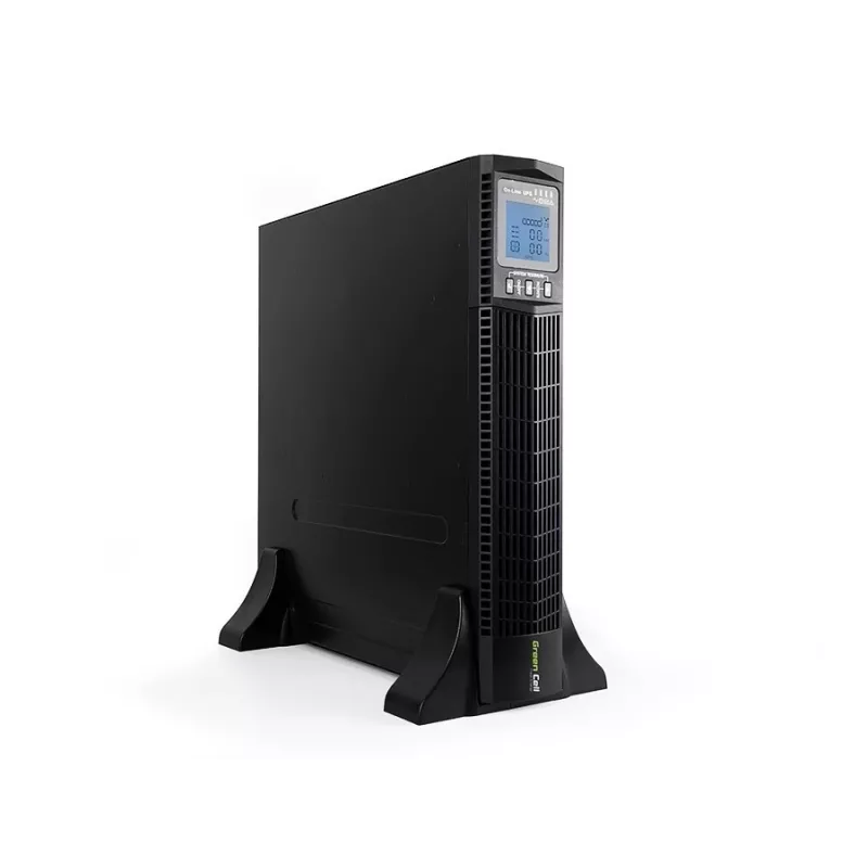 Katkematu toiteallikas roheline Cell UPS13 — võrguühendusega topeltmuundusega UPS, 1000 VA / 900 W, puhas siinuslaine, 6 vahelduvvoolupistikut, LCD, 2×12V 9Ah akud