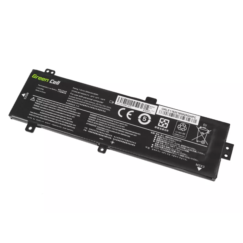 Aku roheline Cell LE118 Lenovo Ideapad 310-15 jaoks (7,6 V, 3500 mAh, 4-elemendiline, LiPo, must)
