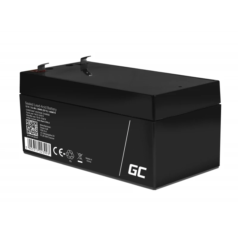 roheline Cell AGM19 UPS aku – suletud pliiaku, 12 V, 3,3 Ah