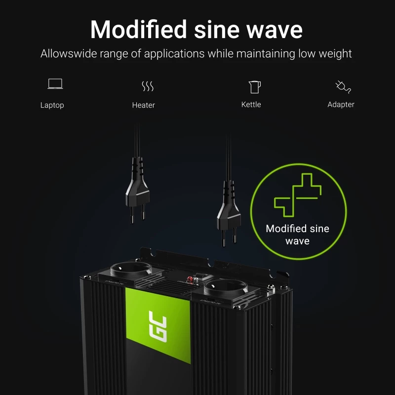 Pingemuundur roheline Cell INV10 2000 W, 12 V alalisvool 230 V vahelduvvooluks, tüüp C väljund, 50 Hz, must