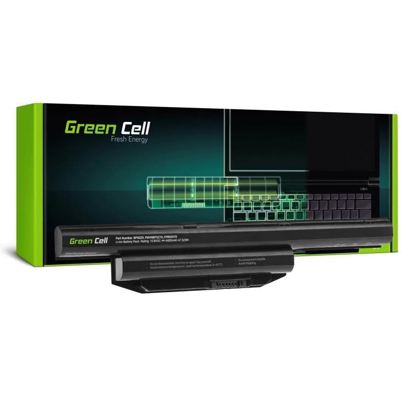 Aku roheline Cell FS31 Fujitsu LifeBookile — LiPo 4400 mAh, 11,1 V, must, 1 tk