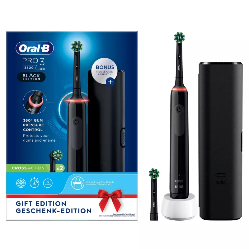 Oral-B Pro 3 3500 täiskasvanute pöörlev hambahari Must