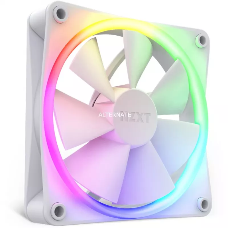 NZXT korpuse ventilaator F120 RGB 120 mm valge, 4-kontaktiline, 1800 p/min, 50,18 CFM, 18 LED-iga