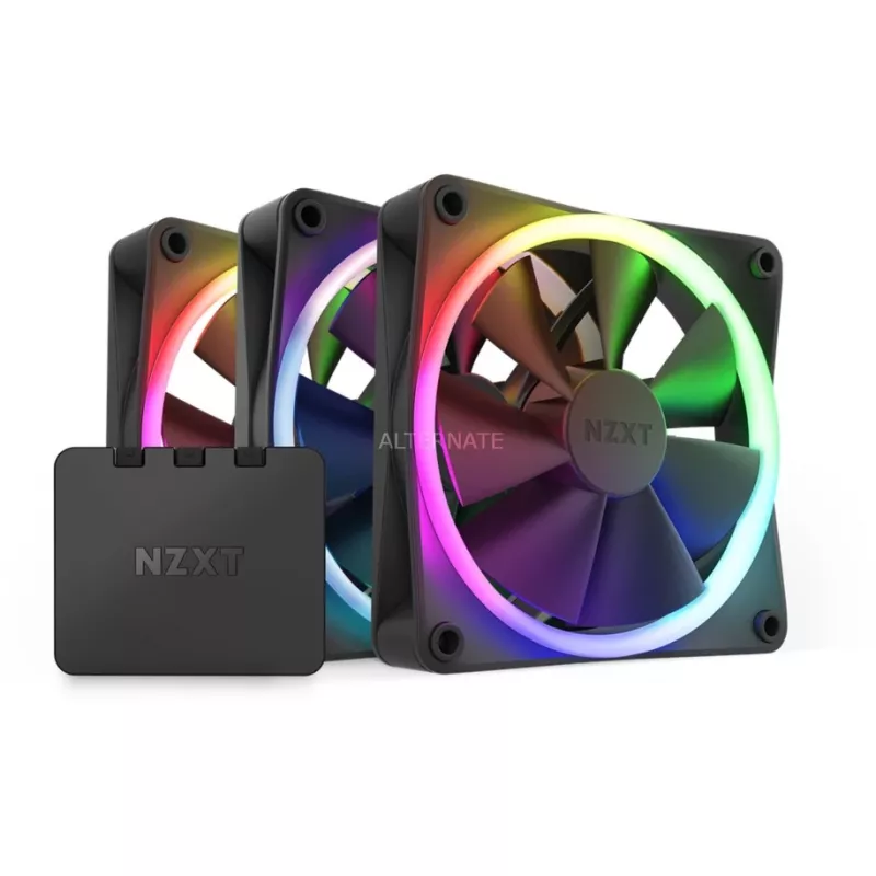 NZXT F120 RGB 120mm ARGB korpusventilaatorite kolmikpakk - must