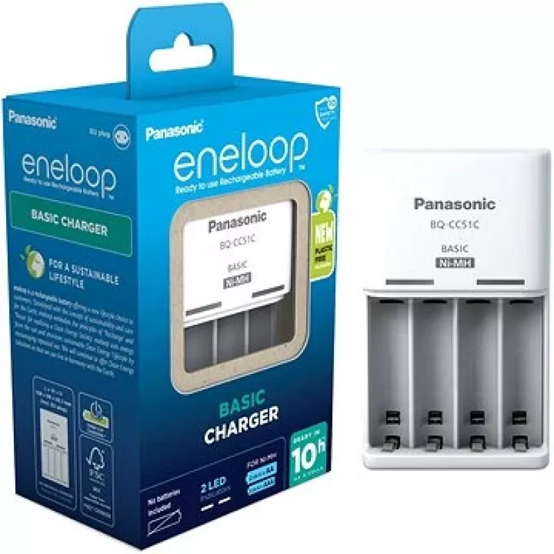 Panasonic 52051E02 Basic BQ-CC51 USB laadija NiMH AAA/AA LED olekuga