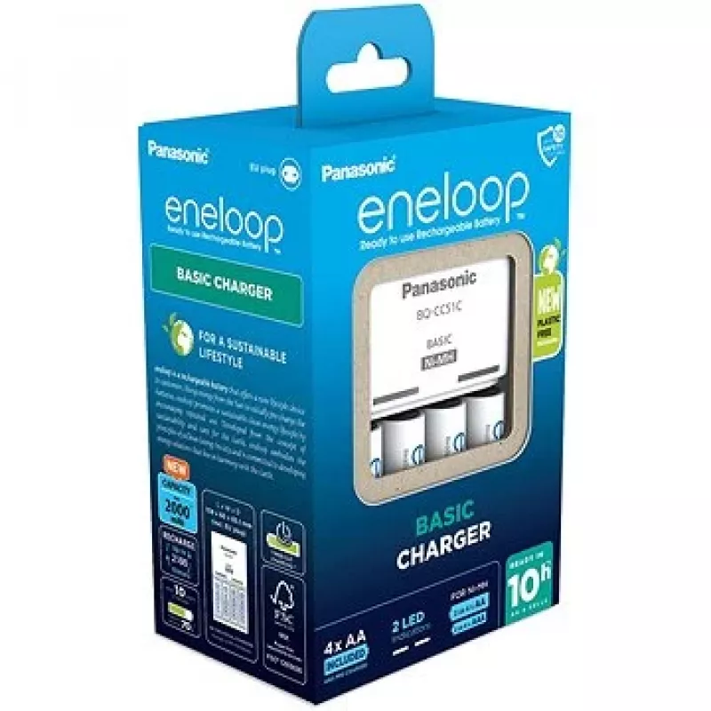 Akulaadija PANASONIC Eneloop Basic BQ-CC51 + 4x AA 2000 mAh (K-KJ51MCD40E)