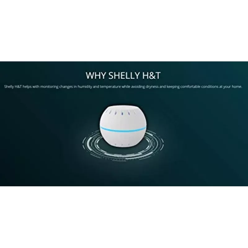 Shelly H&T, Niiskuse ja temperatuuri juhtmevaba nutisensor, Kompaktne, WiFi, hügromeeter, koduautomaatika, iOS Android rakendus – Must
