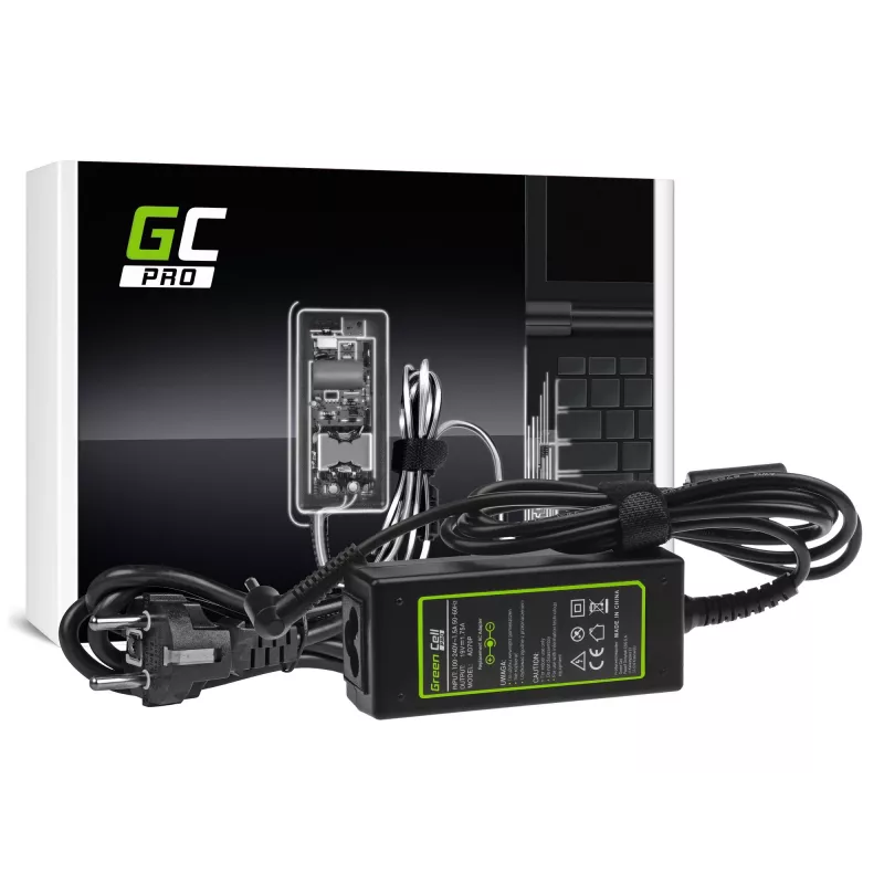 Toiteadapter Green Cell AD70P ASUS sülearvutitele, 33W, 19V 1.75A, siseruumides, must