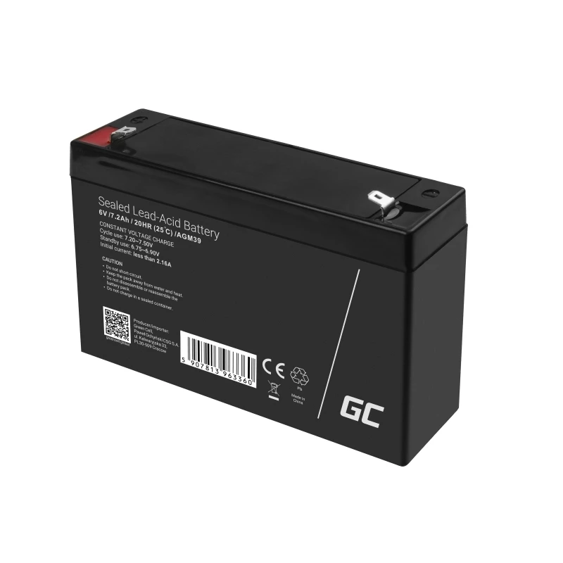 roheline Cell AGM39 tööstuslik akupank 7200 mAh 6 V