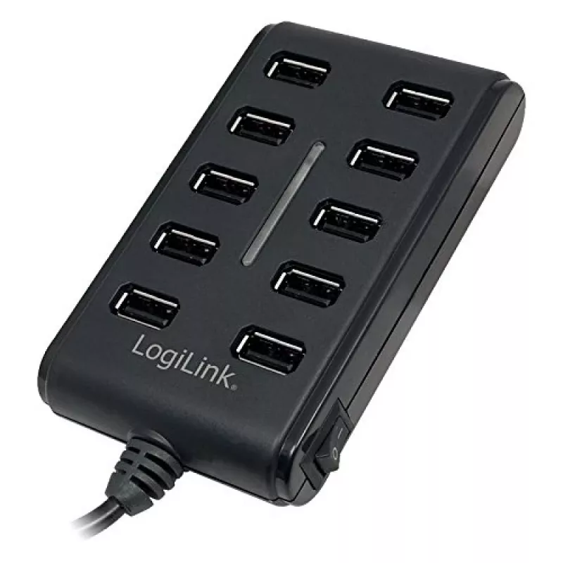 Logilink UA0125 USB-jaotur 10 pordiga USB2.0 toiteadapteriga 3,5 A, | Logilink