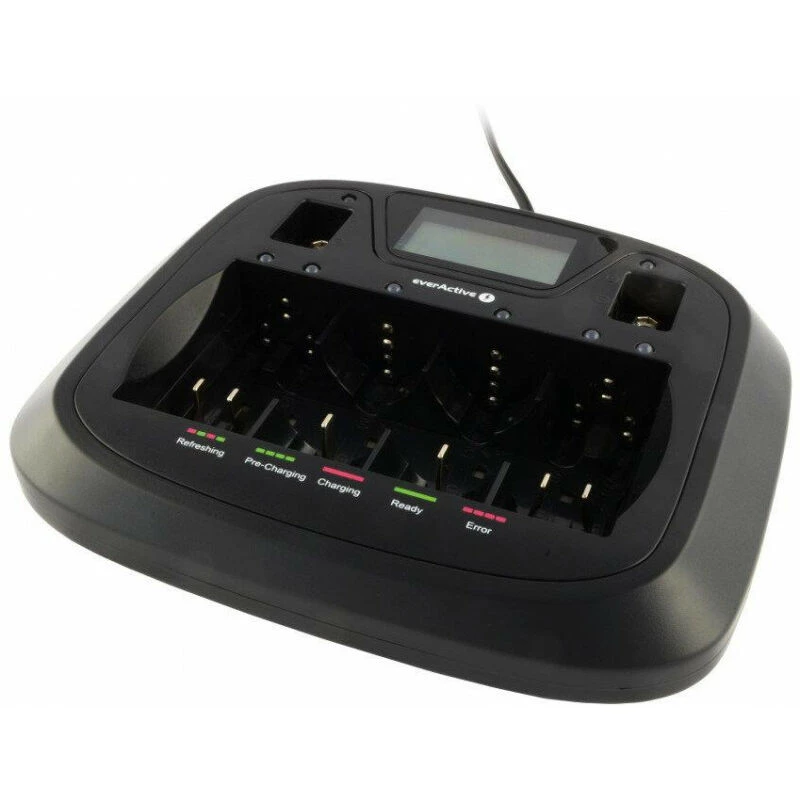 Akulaadija everActive NC-900U Universal DC — laeb AA, AAA, C, D, 9V, kuni 6 elementi, must