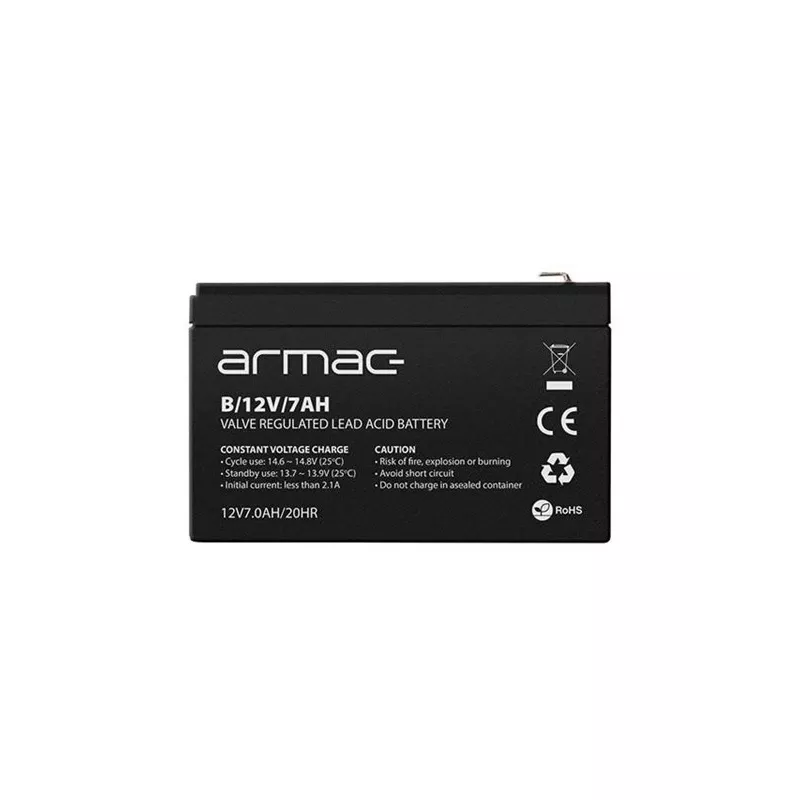 UPS-aku ARMAC B/12V/7AH — suletud pliiaku 12V 7Ah, 110A max tühjendus, ABS korpus
