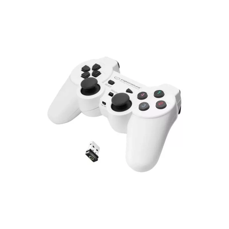 Esperanza EGG108W mängukontroller must, valge RF-pult analoog/digitaal PC-le, PlayStation 3-le