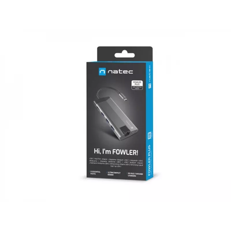 NATEC Fowler Plus USB USB-C Must Hall MicroSD SD Jaotur
