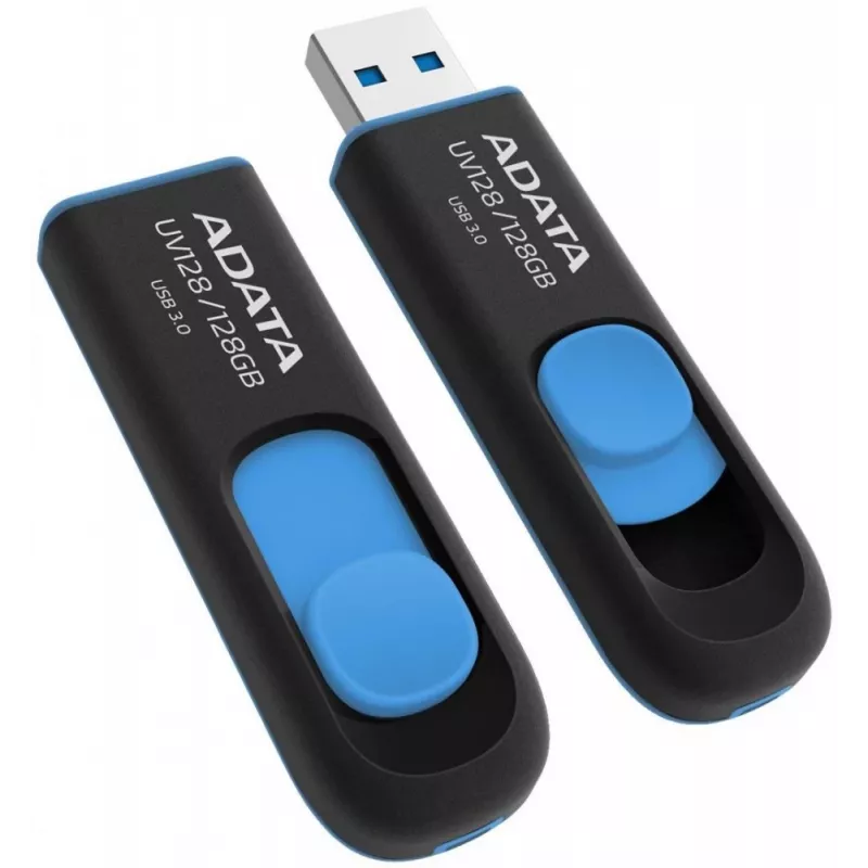 ADATA DashDrive UV128 128 GB USB-mälupulk, USB Type-A, 3.2 Gen 1 (3.1 Gen 1), must, sinine