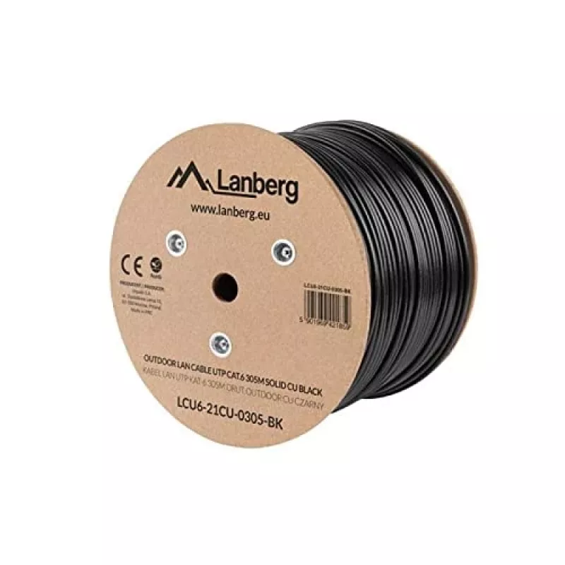 Lanberg LCU6-21CU-0305-BK võrgukaabel must 305 m Cat6 U/UTP (UTP) välistingimustesse