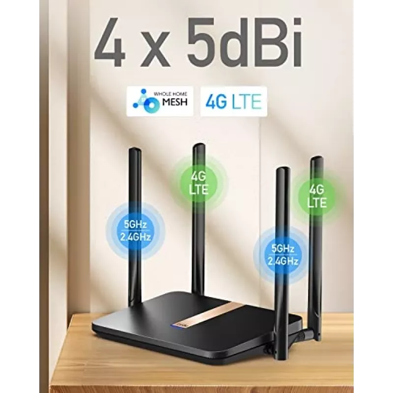 Cudy LT500D traadita ruuter Fast Ethernet Kaheribaline (2,4 GHz / 5 GHz) 4G Must