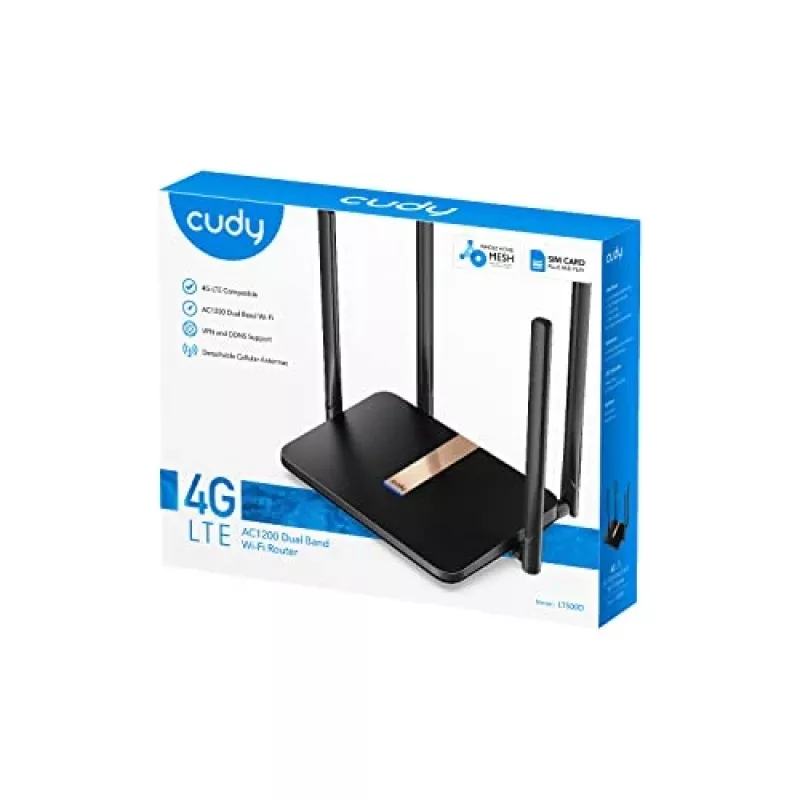 Cudy LT500D traadita ruuter Fast Ethernet Kaheribaline (2,4 GHz / 5 GHz) 4G Must