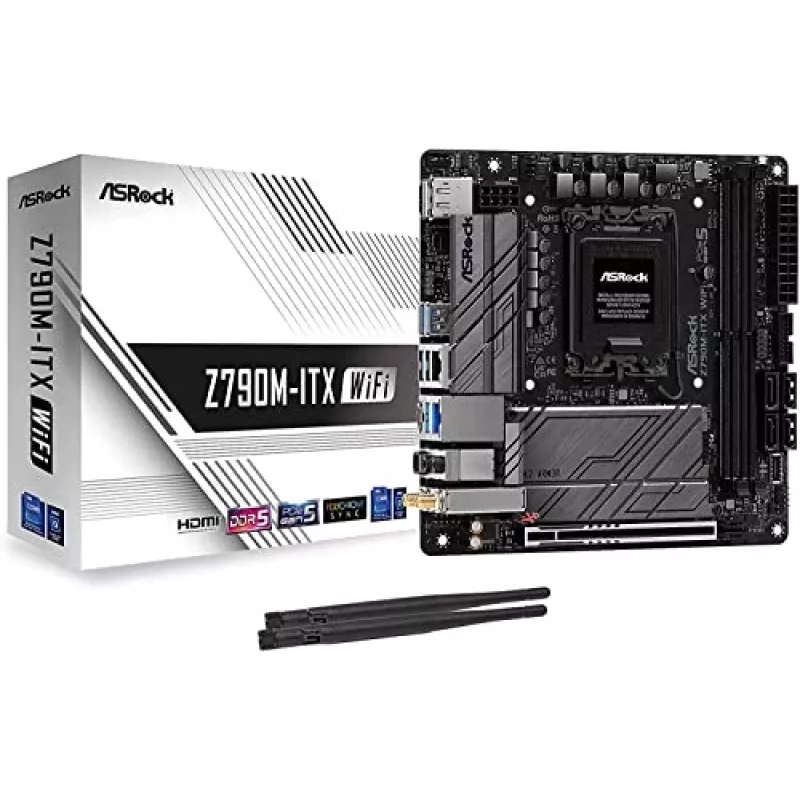 Emaplaat ASRock Z790M-ITX WiFi — Intel Z790, LGA 1700, mini ITX, DDR5, 2x DIMM, 64 GB, 2,5Gb LAN, Wi‑Fi 6E