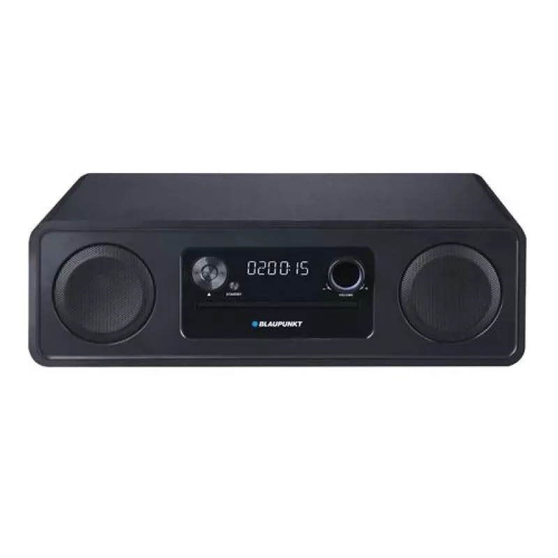 Micro Hi‑Fi süsteem BLAUPUNKT MS20BK — CD/MP3/WMA, Bluetooth 5.0, FM, USB, MicroSD, 2×20W RMS, AUX, RCA, LED-ekraan, 100–240 V, must