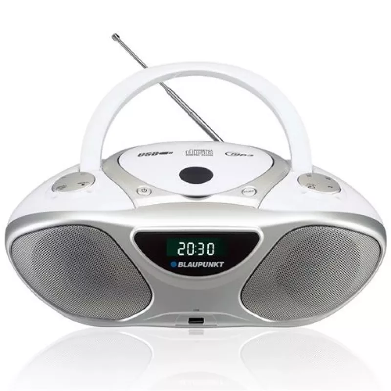 CD-salvesti BLAUPUNKT BB14WH — CD-salvesti MP3-esitusega, USB, LCD, kell, 2x1 W kõlarid, hõbe/valge