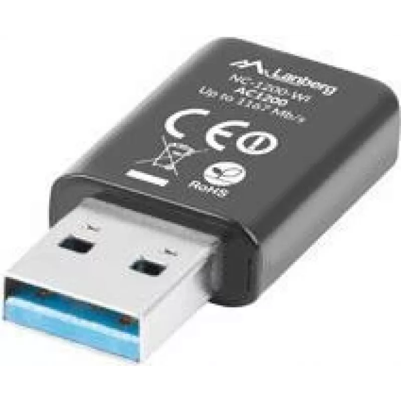 Traadita USB võrguadapter LANBERG NC-1200-WI, WLAN USB 2.0, 2x sisemist antenni 2 dBi, kuni 5000 Mbit/s