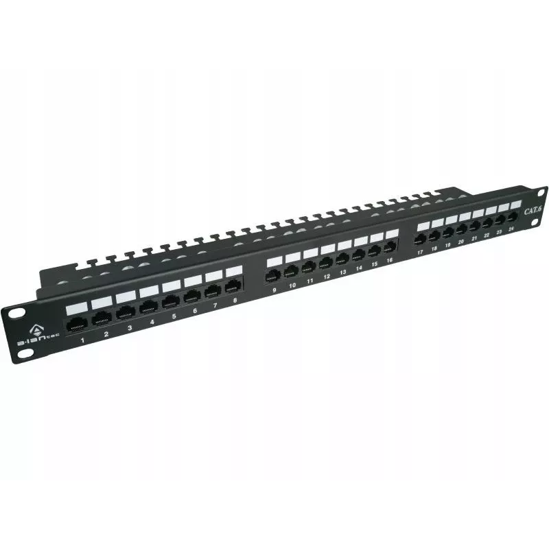 Patch-paneel Alantec PK001 24-pordiline UTP Cat.6 1U 19-tolline – 24x RJ45, U/UTP (UTP), must