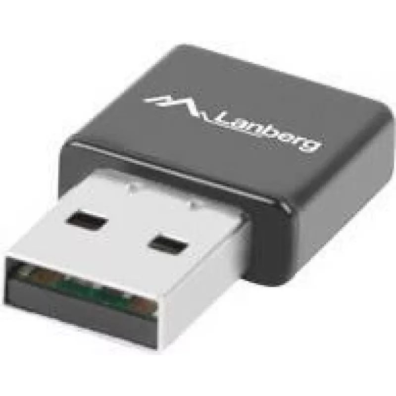 USB-juhtmevaba võrguadapter LANBERG NC-0300-WI, 2x sisemist antenni 2 dBi, USB 2.0, kuni 2400 Mbit/s, must