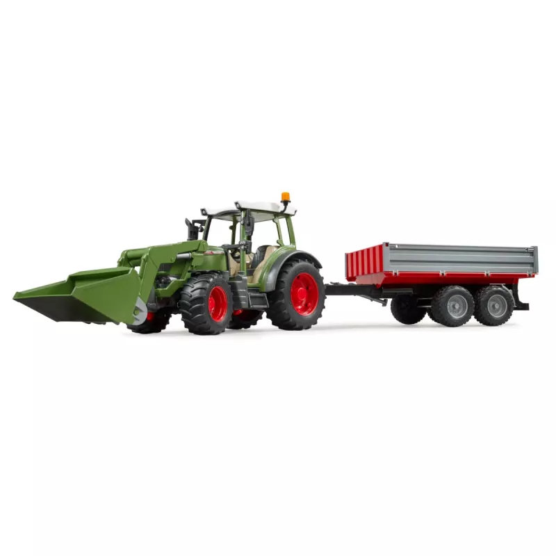 Mängutraktor BRUDER Fendt Vario 211 eeslaaduri ja külghaagisega