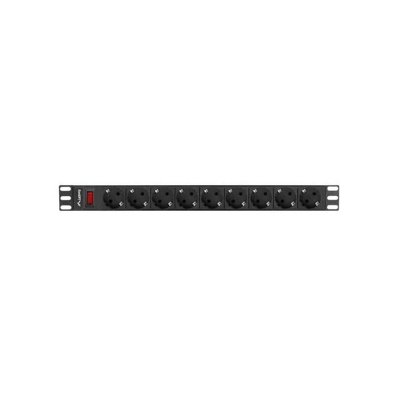 Toitejaotusseade LANBERG PDU-09F-0300-BK — 9x Type F pistikupesa, 3 m kaabel, alumiiniumkorpus, 10 A
