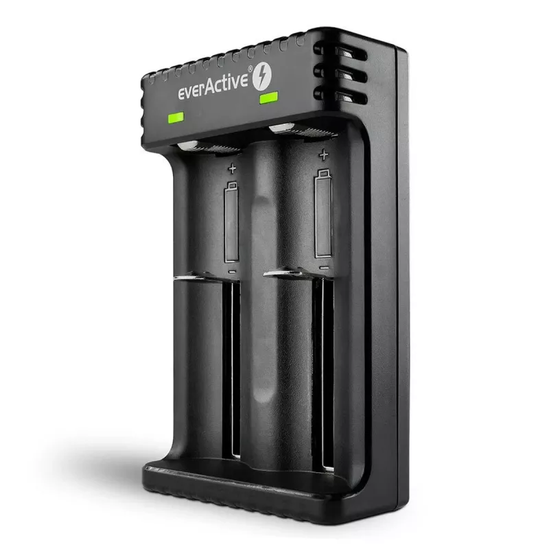 everActive LC200 majapidamisaku laadija USB, 2 pesaga, Li-Ion, toetab AA/AAA, 5 V sisend, 4,2 V väljund, must