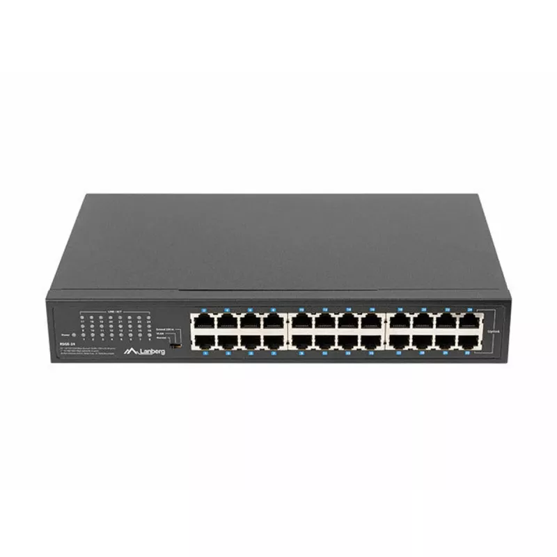 Haldamata kommutaator LANBERG RSGE-24 — 24× Gigabit Ethernet 1U, riiulisse paigaldatav, must